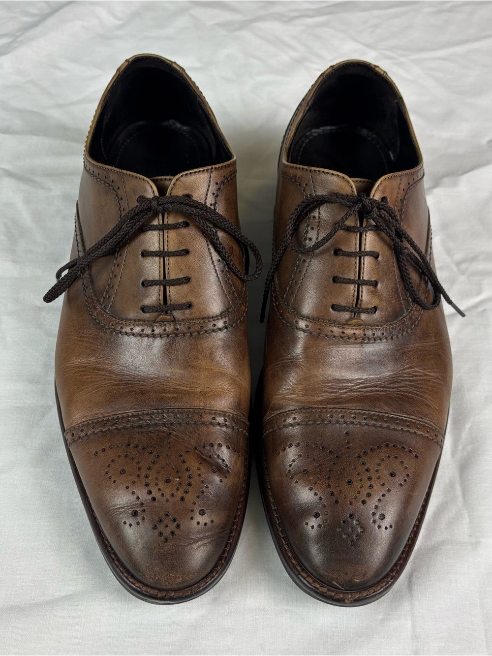 Johnston & Murphy Brown Leather Cap-Toe Derby Oxfords